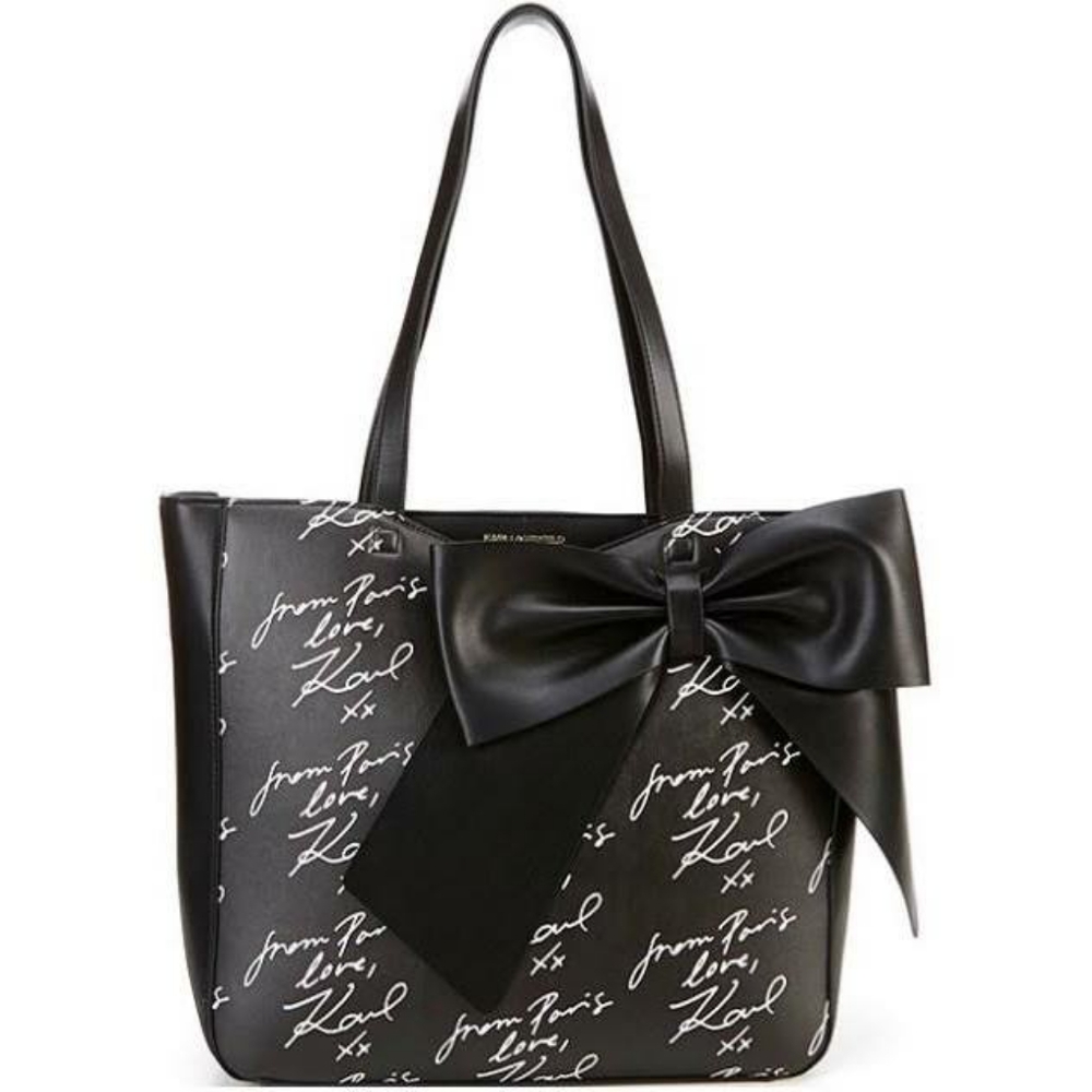 NWT Karl Lagerfeld Black Bow Logo Tote